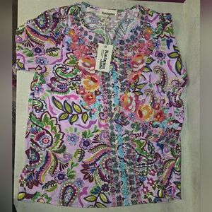 Savanna Jane Multicolor Paisley Floral Blouse